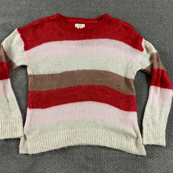 Fat Face Alpaca Wool Blend Sweater Women's Size 4 Stripe Red Pink Brown White - Picture 1 of 12